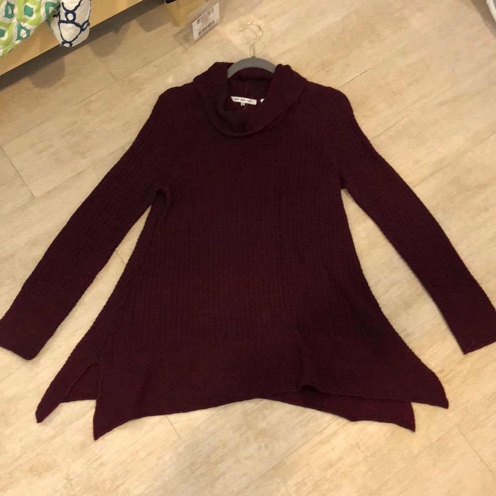 Maroon turtleneck long sweater / sweater dress